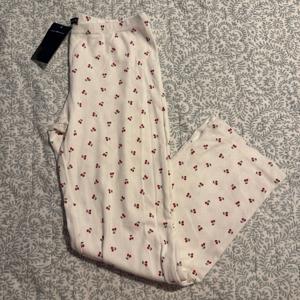 Brandy Melville White PJ Pants with Cherry Print - NWT